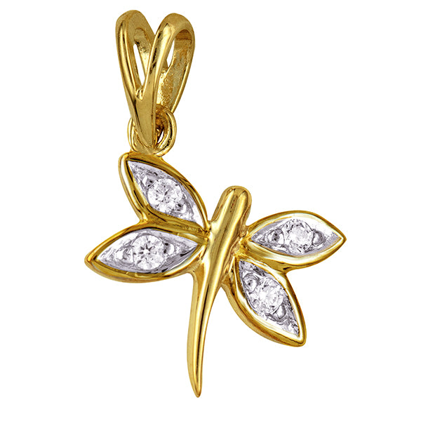 White Cz Dragonfly Pendant