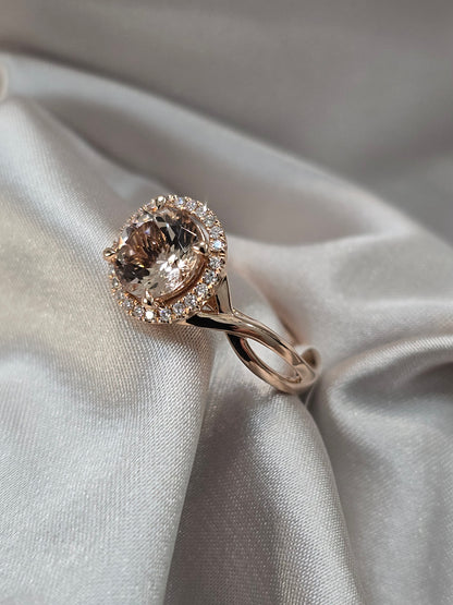 Apricot Morganite Ring 14kt Rose Gold